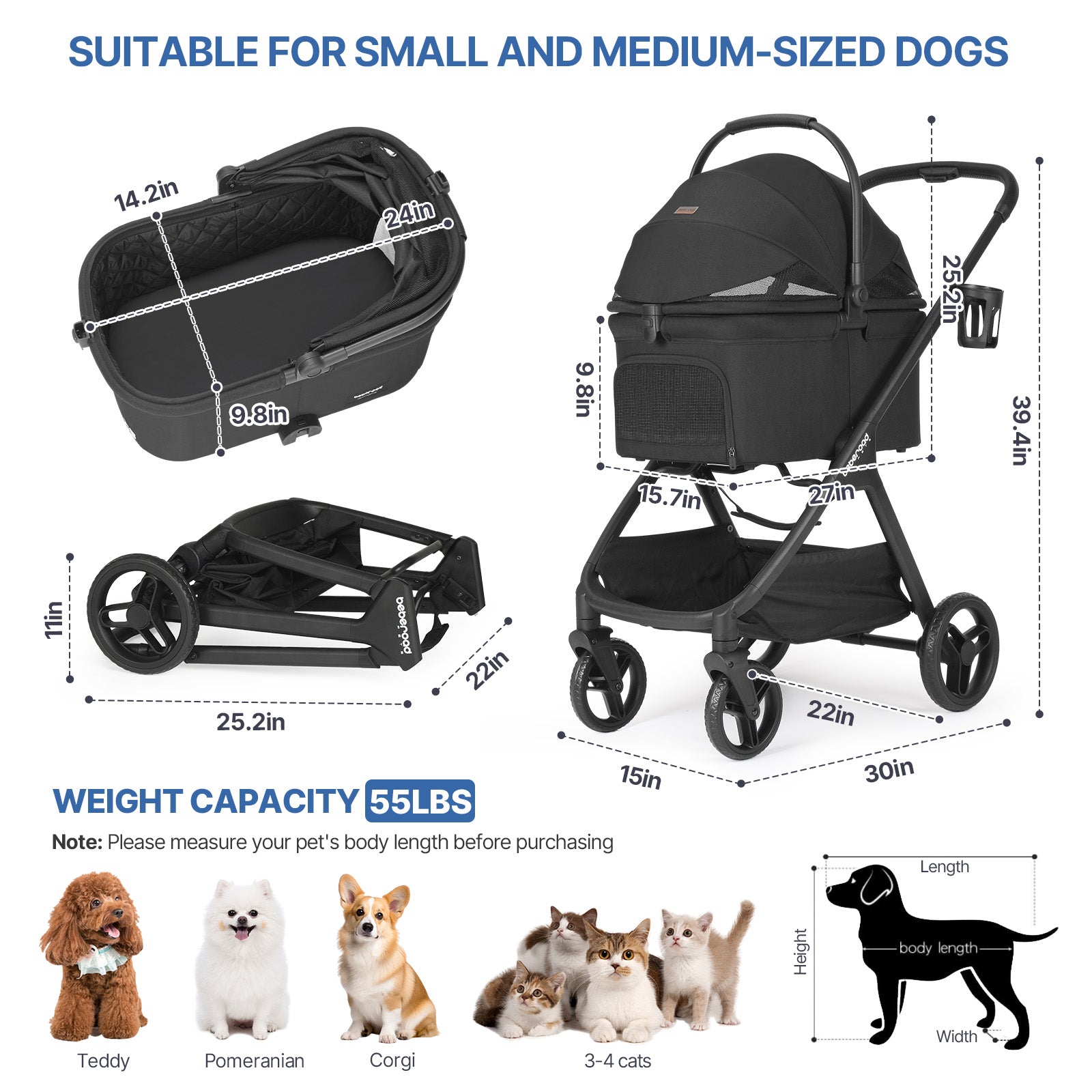 X5 PRO Pet Stroller being used as a car seat with detachable carrier-7