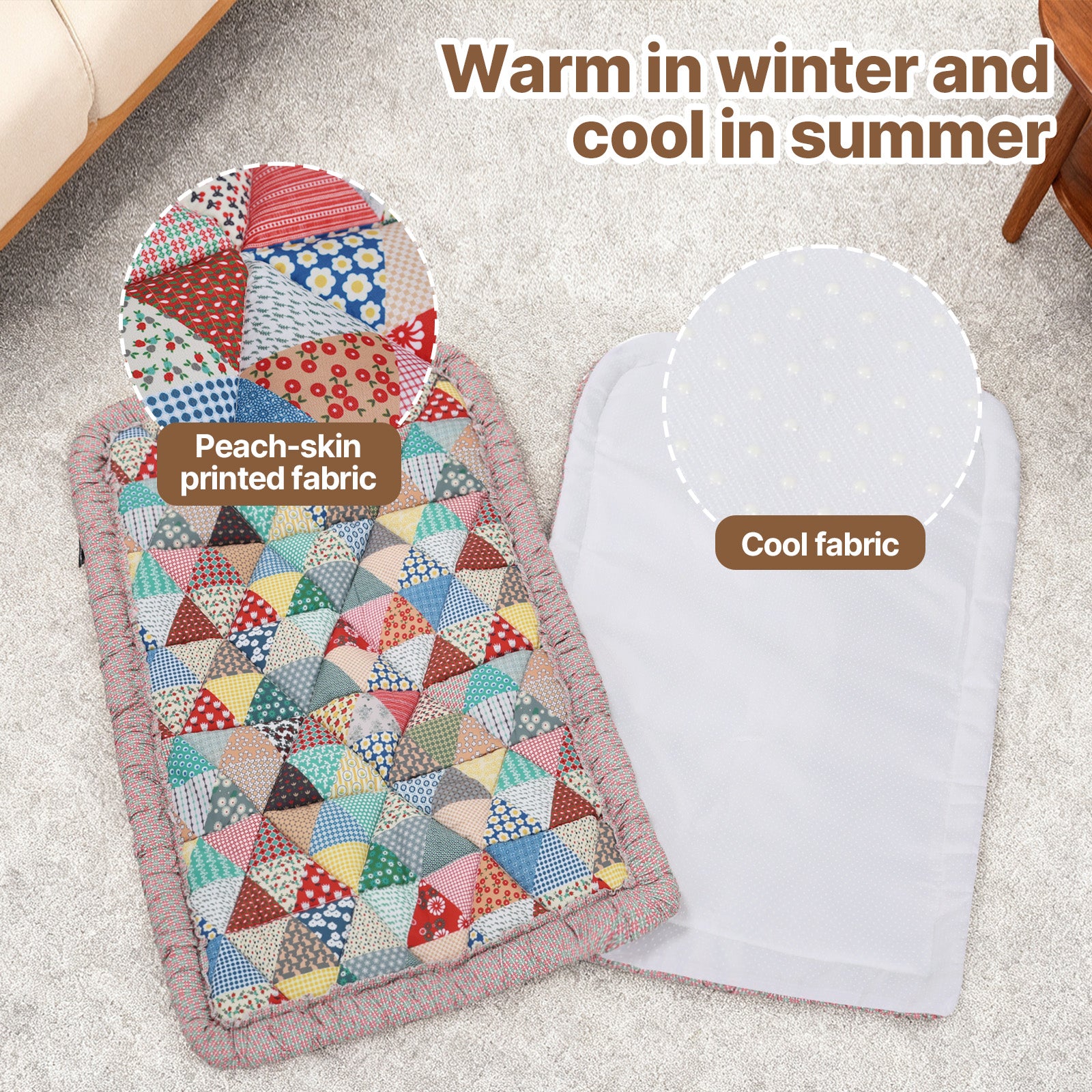 Beberoad Reversible Pet Stroller Pad Dual-Sided Cooling & Warmth Cushion