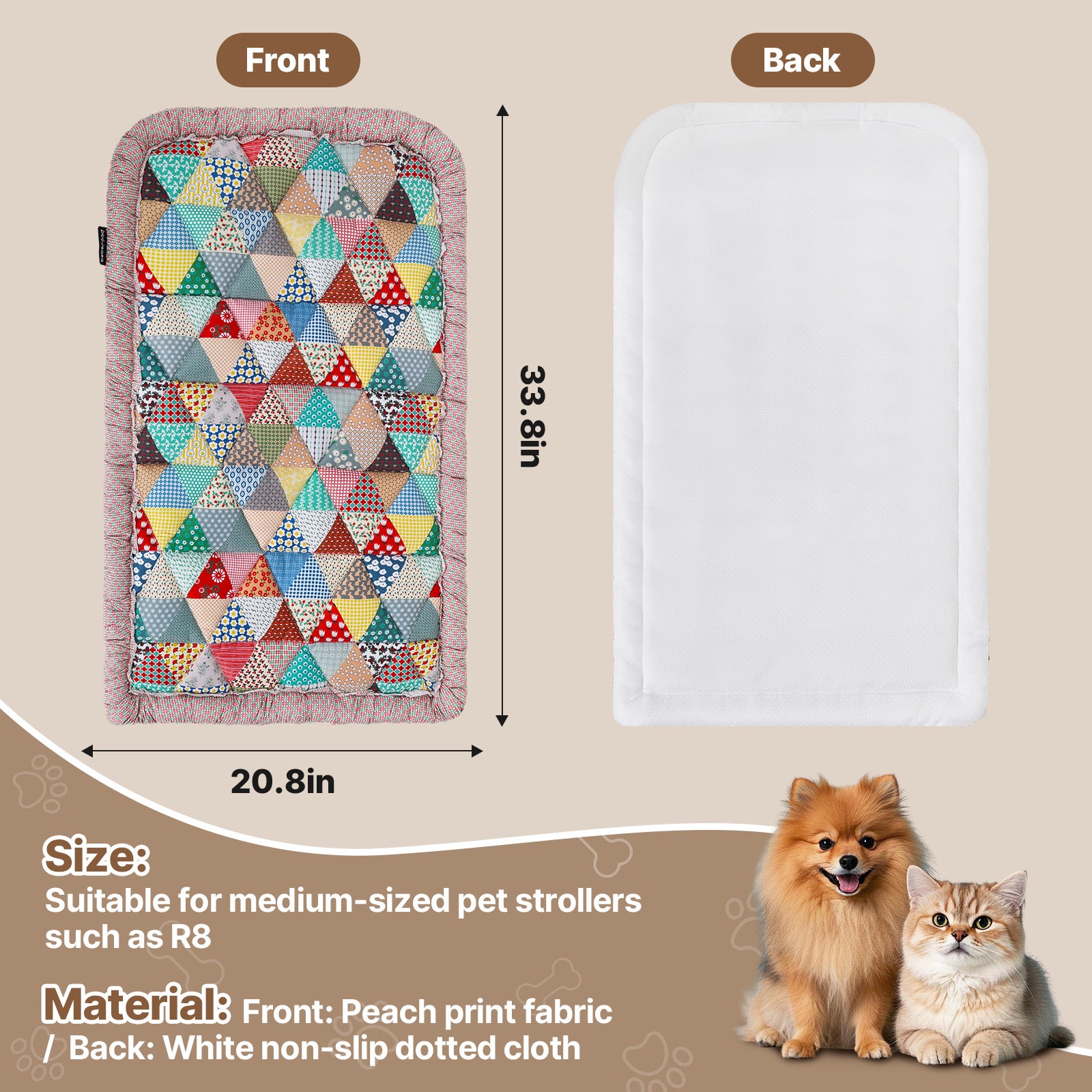 Beberoad Reversible Pet Stroller Pad Dual-Sided Cooling & Warmth Cushion