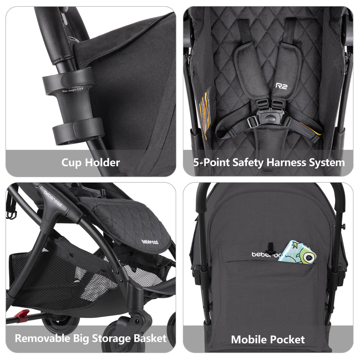 Beberoad R2 Baby Stroller | Compact Stroller | Foldable Lightweight
