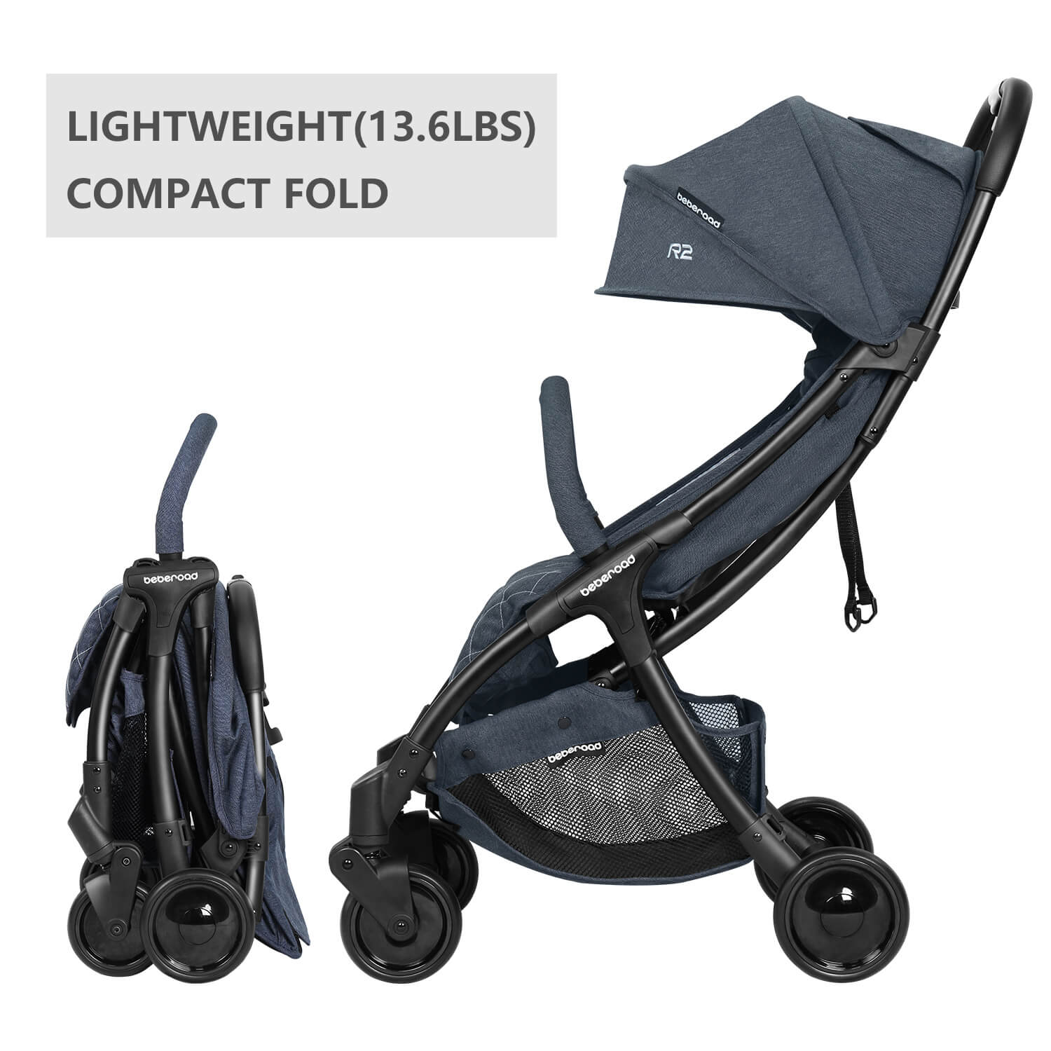Beberoad R2 Baby Stroller | Compact Stroller | Foldable Lightweight