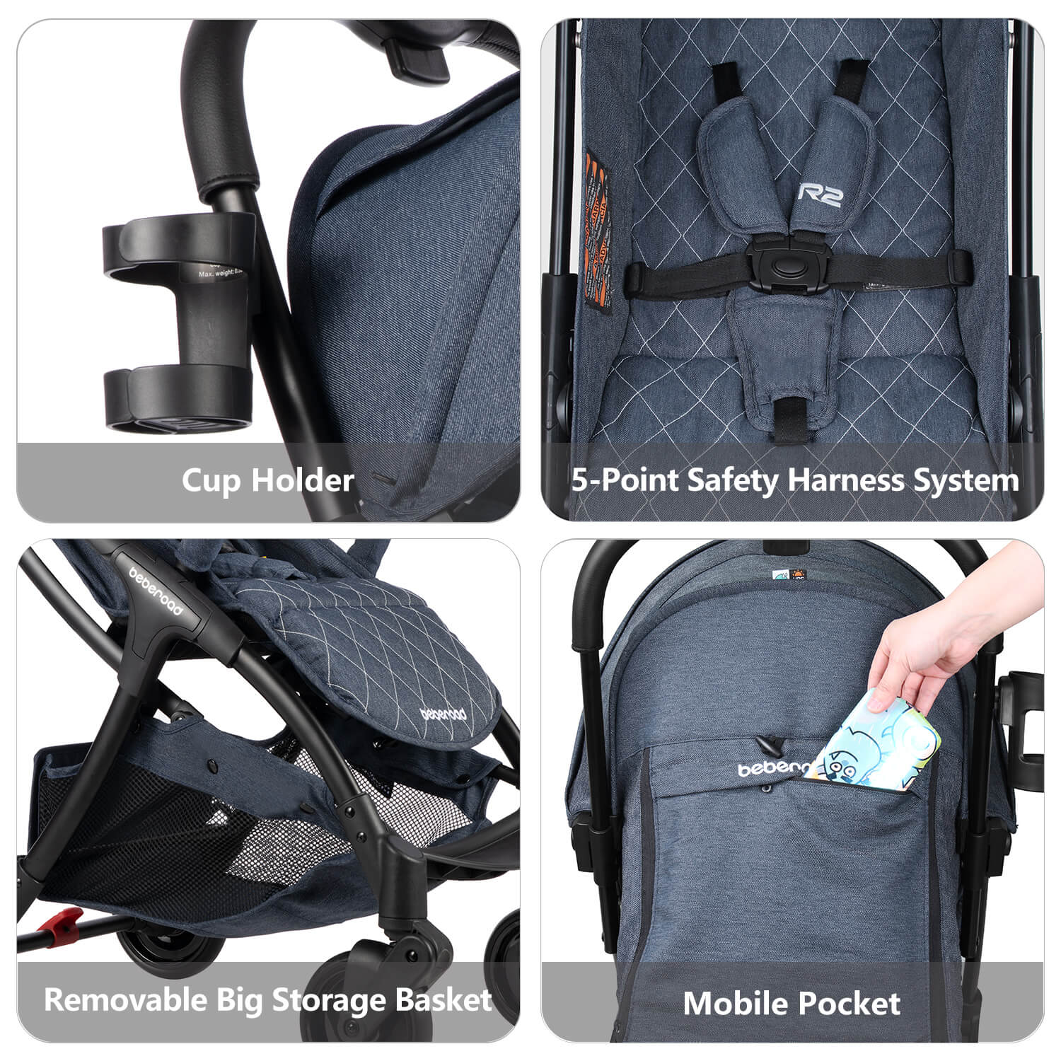 Beberoad R2 Baby Stroller | Compact Stroller | Foldable Lightweight