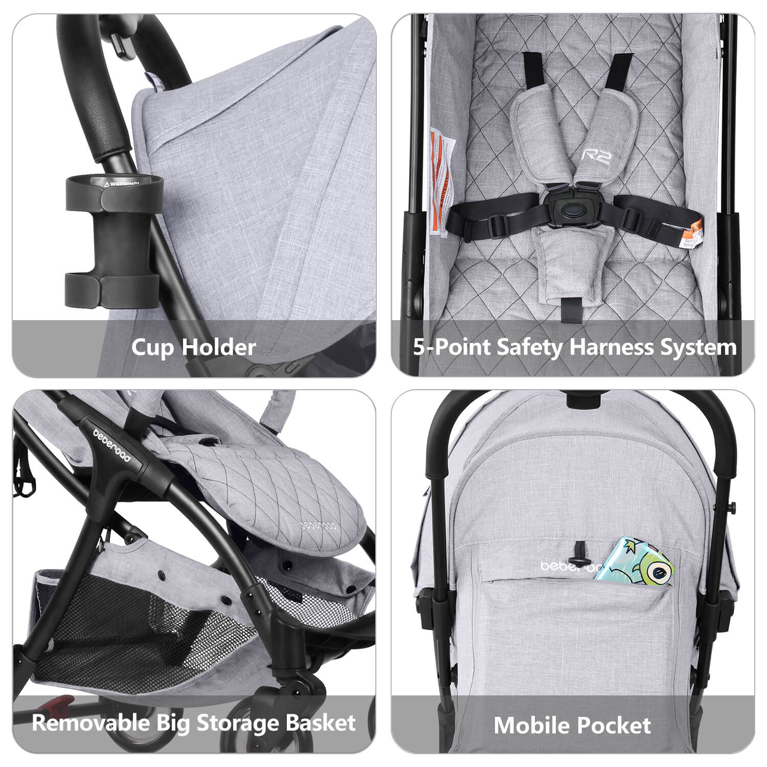Beberoad R2 Baby Stroller | Compact Stroller | Foldable Lightweight