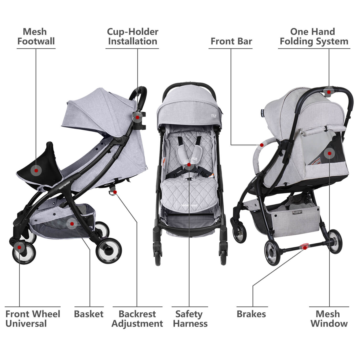 Beberoad R2 Baby Stroller | Compact Stroller | Foldable Lightweight