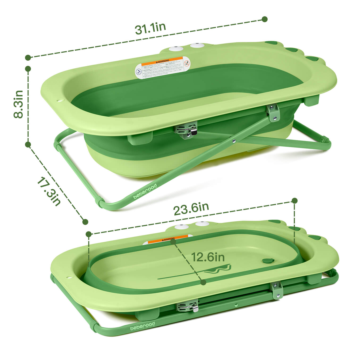 Beberoad Collapsible Baby Bathtub | Portable Infant Bathtub Height-Adjustable