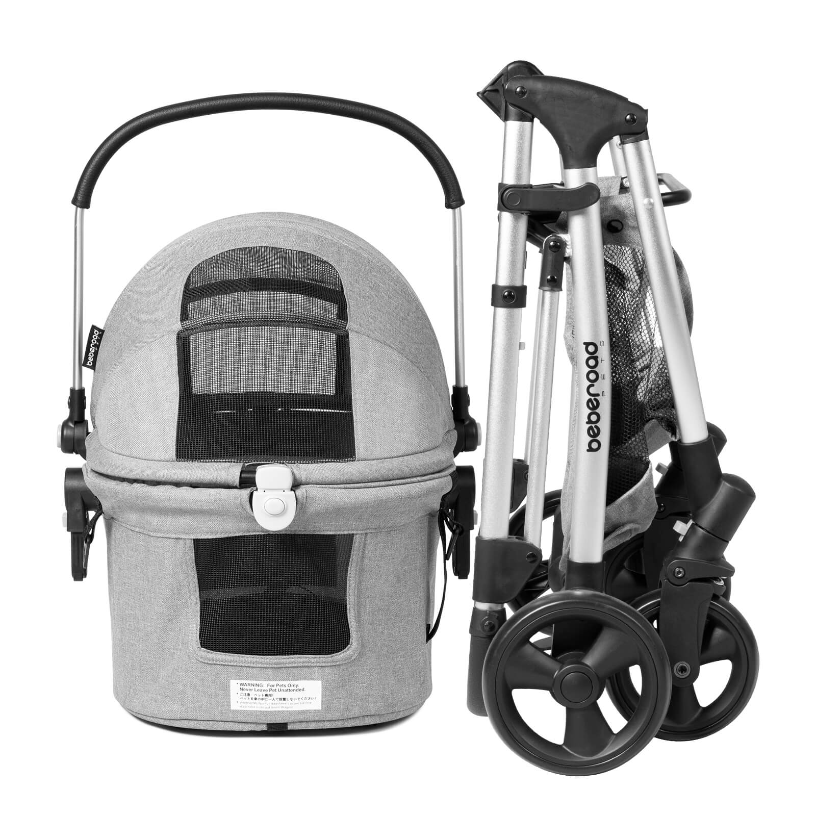 Beberoad R5 Medium Pet Stroller | 180° Canopy | 3-in-1 with Removable Carrier