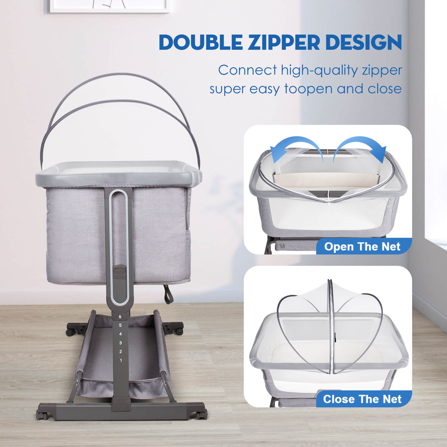 Beberoad Bassinet Cover Mosquito Net Cover | with 2-Way Zipper | for Bassinet/Bedside Sleeper/Travel Crib
