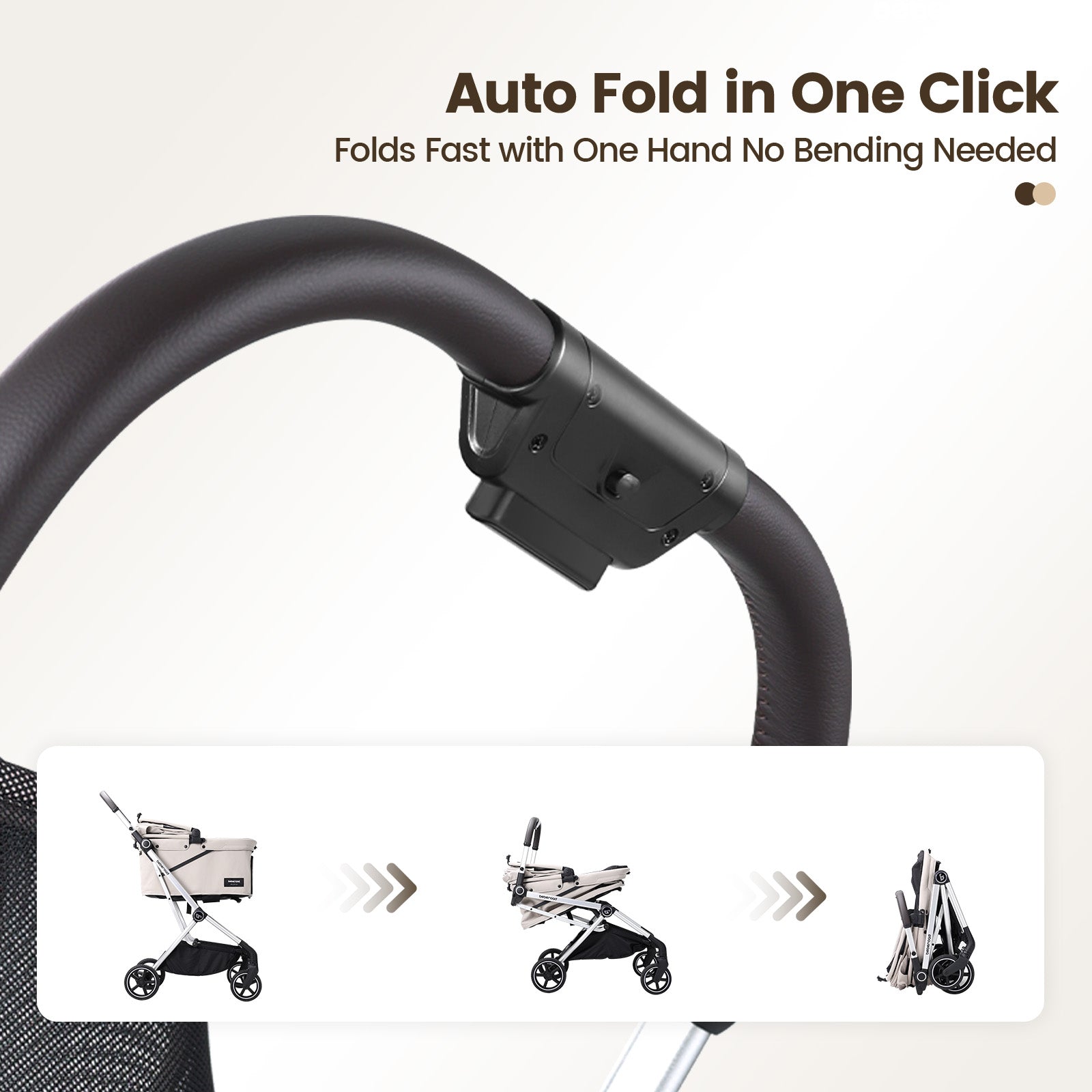 Beberoad T4 Max Auto-Fold Pet Stroller | For 2 Small Cats & Medium Dog