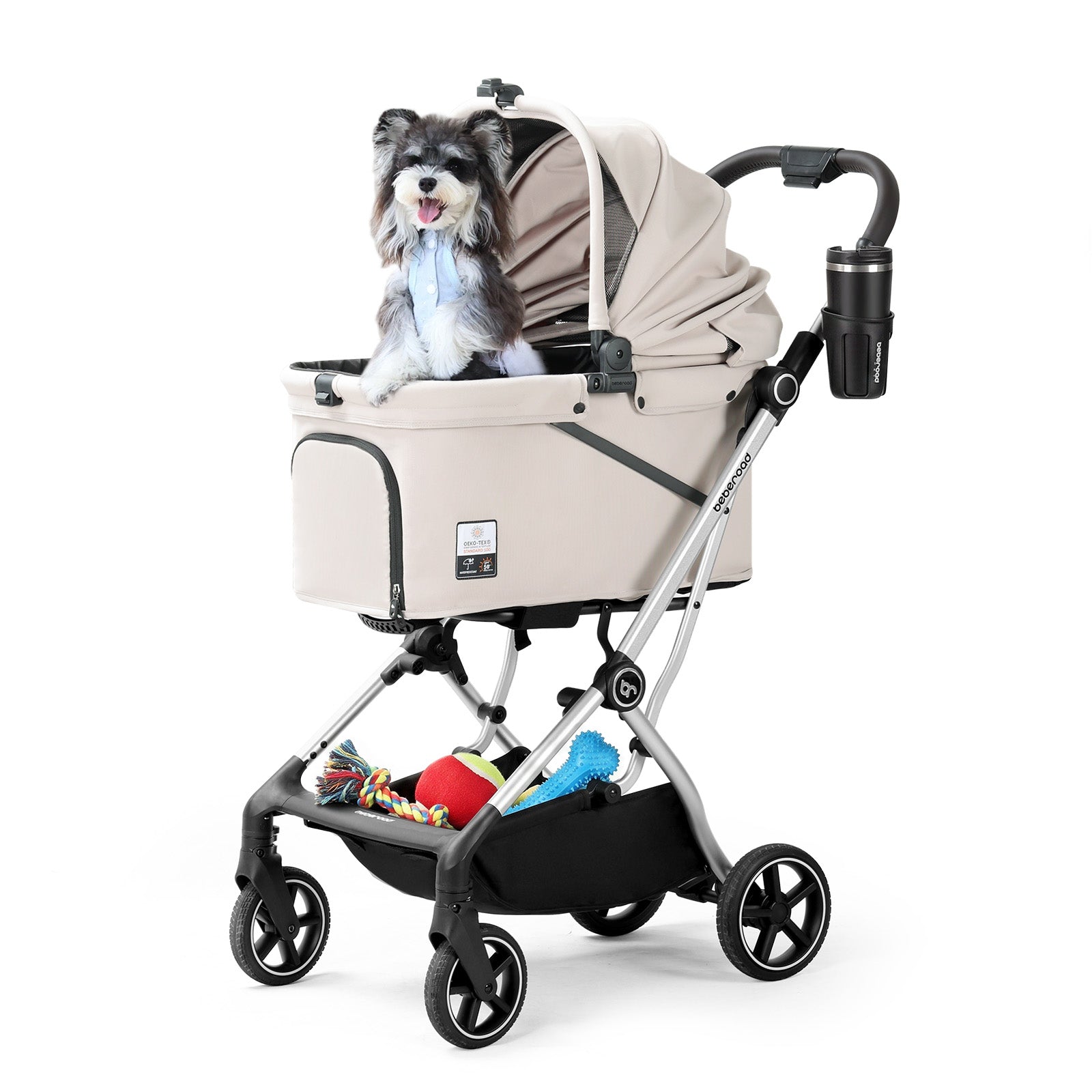 Beberoad T4 Max Auto-Fold Pet Stroller | For 2 Small Cats & Medium Dog