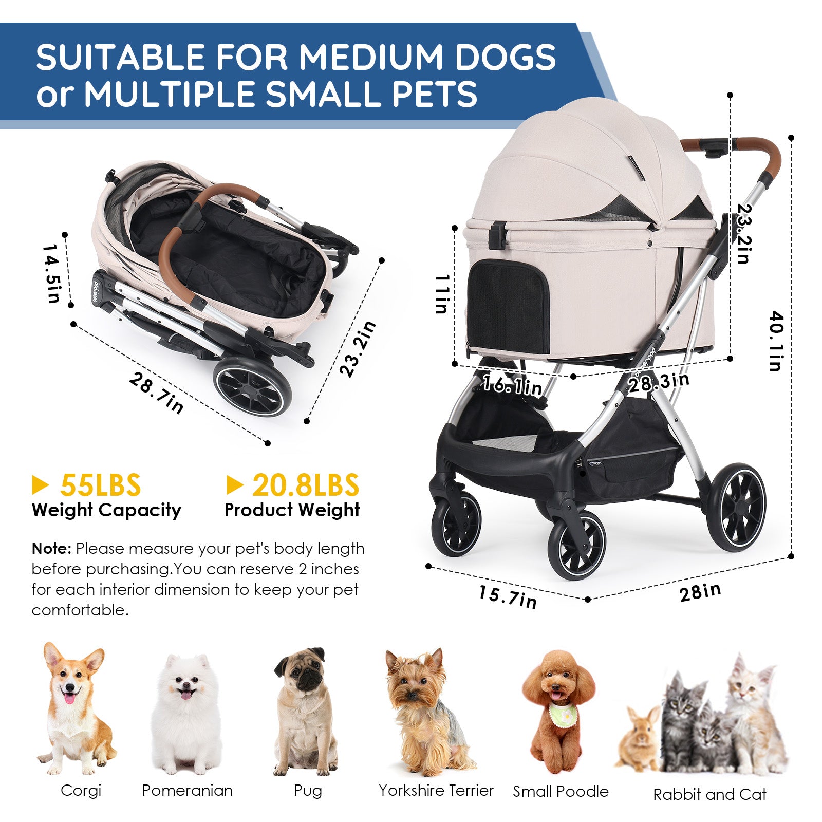 T5 Medium Pet Stroller