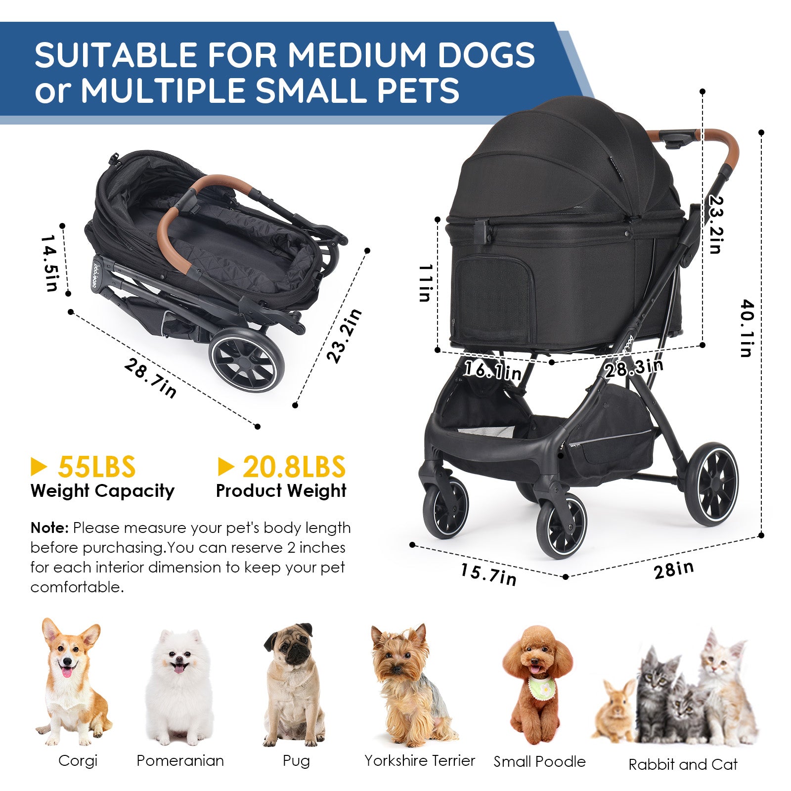 T5 Medium Pet Stroller