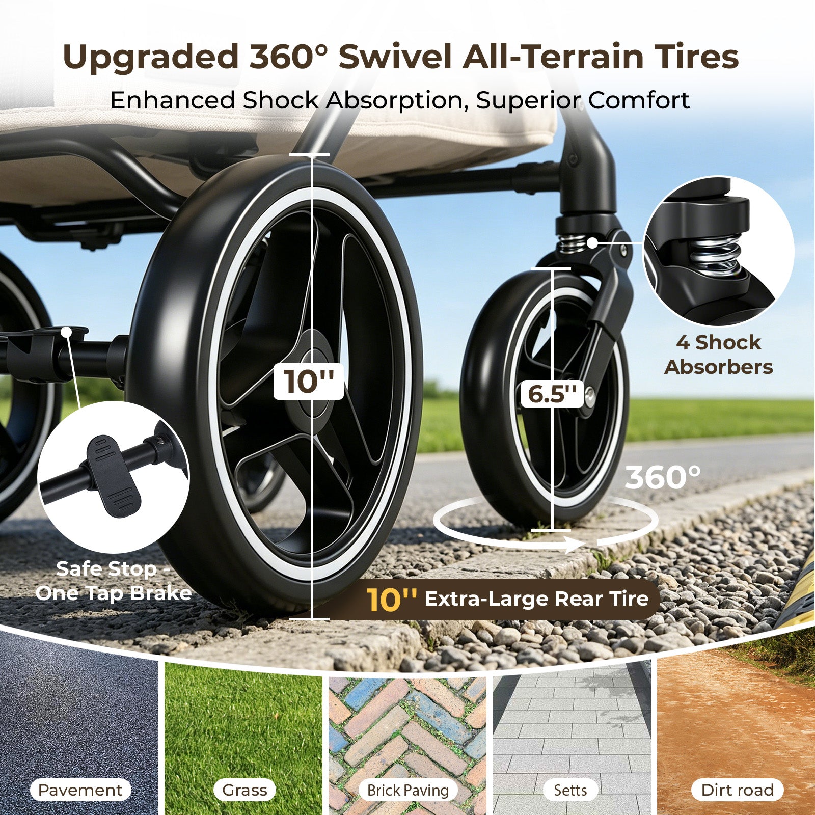 Beberoad X6 Luxury Medium Pet Stroller | One-Second Fold Design | 180° Canopy