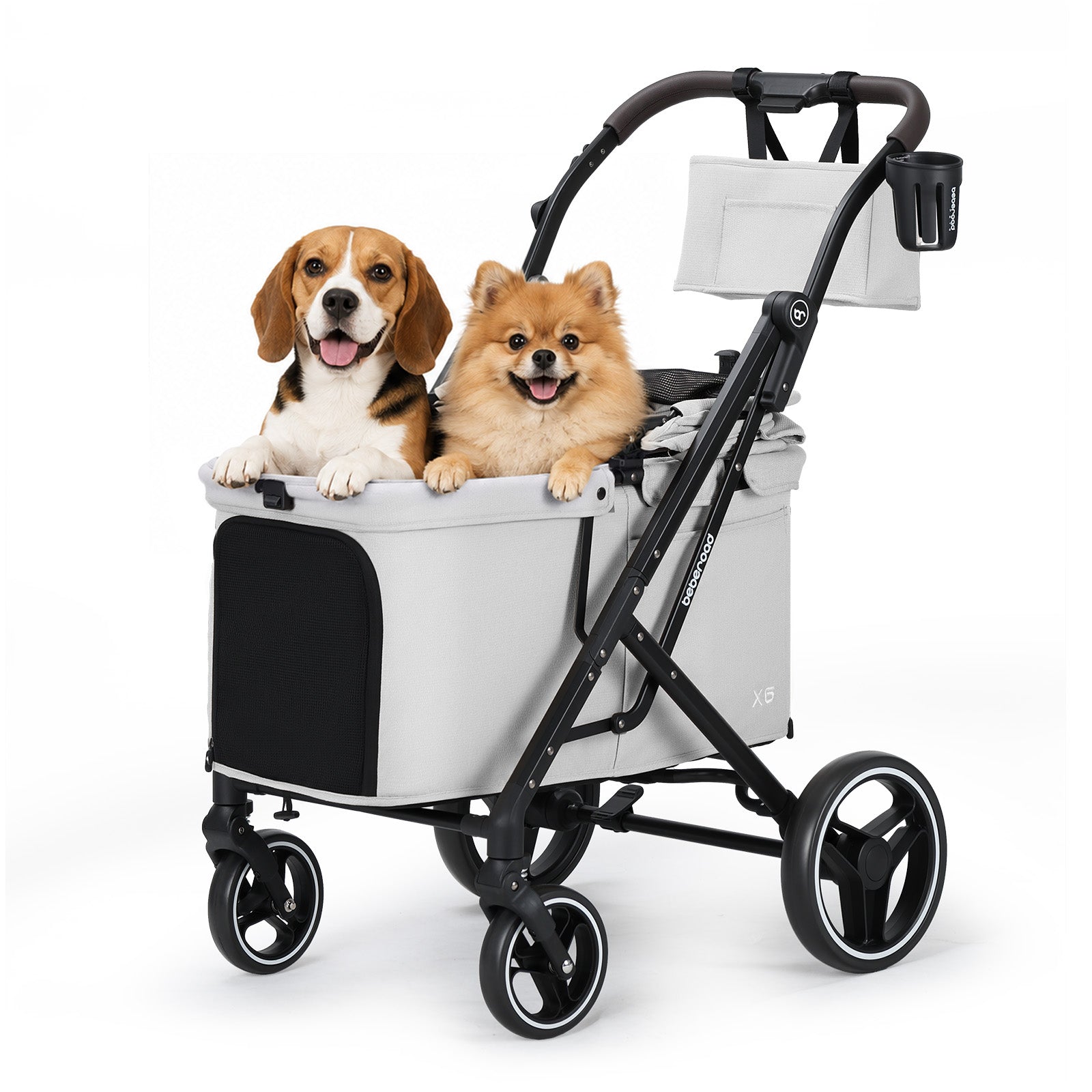 Hoppl・bébéd Beberoad X6 Luxury Pet Stroller – One-Second Fold & 180° Canopy