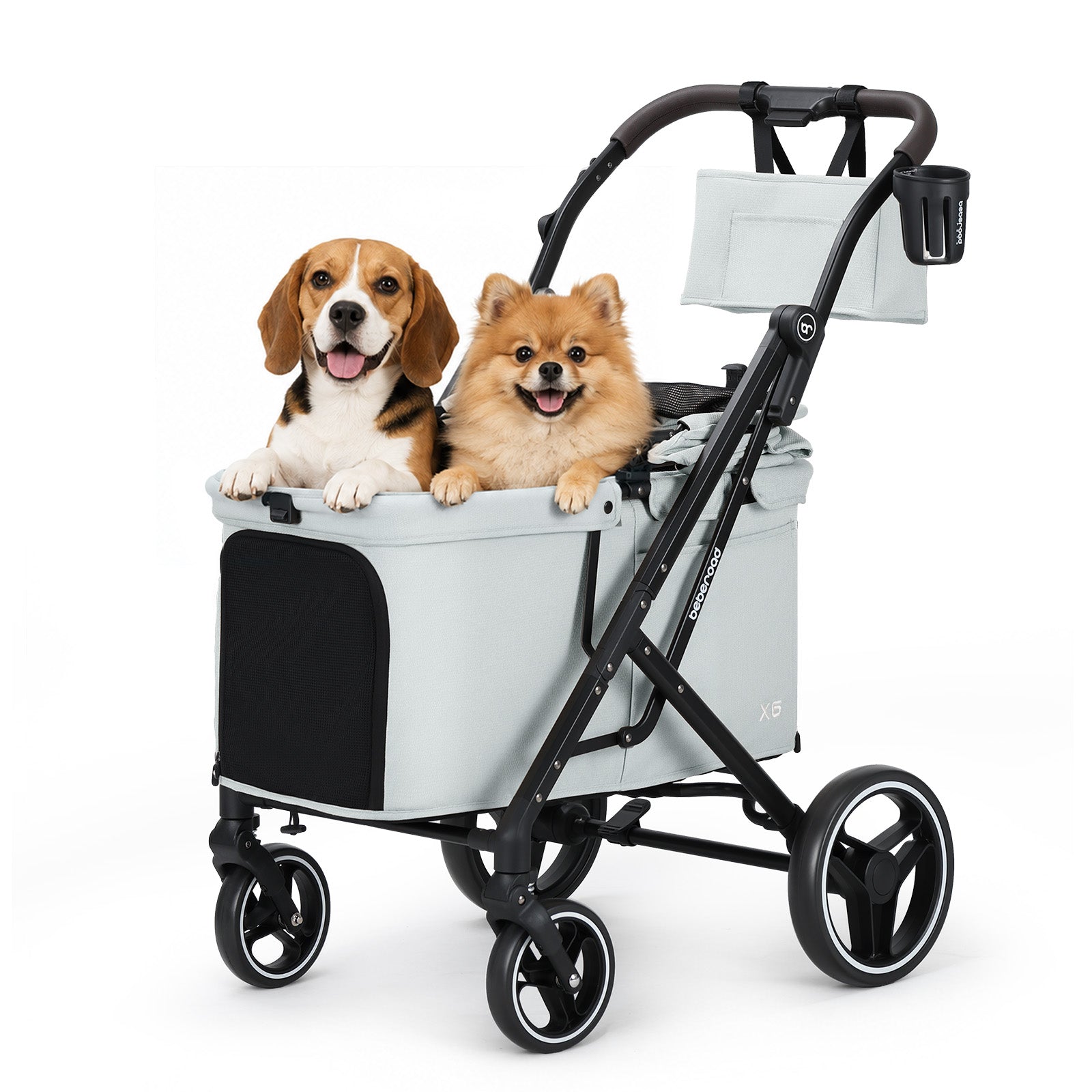 Beberoad X6 Luxury Medium Pet Stroller | One-Second Fold Design | 180° Canopy