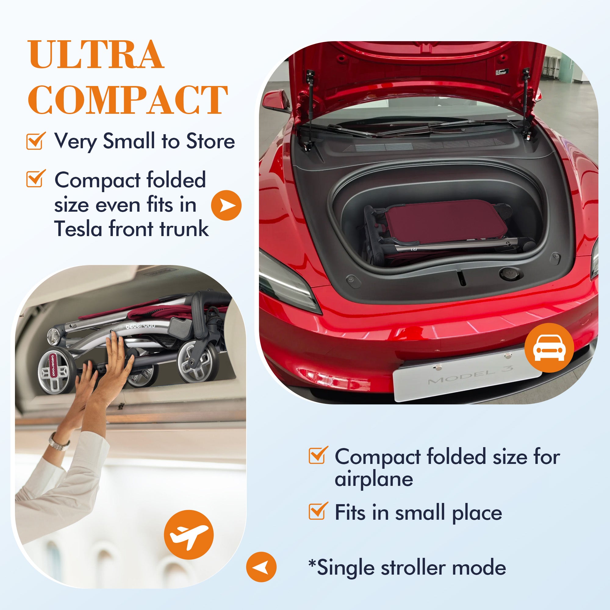 Beberoad Love R1 Auto-Folding Ultra Lightweight Double Stroller Twin Strollers