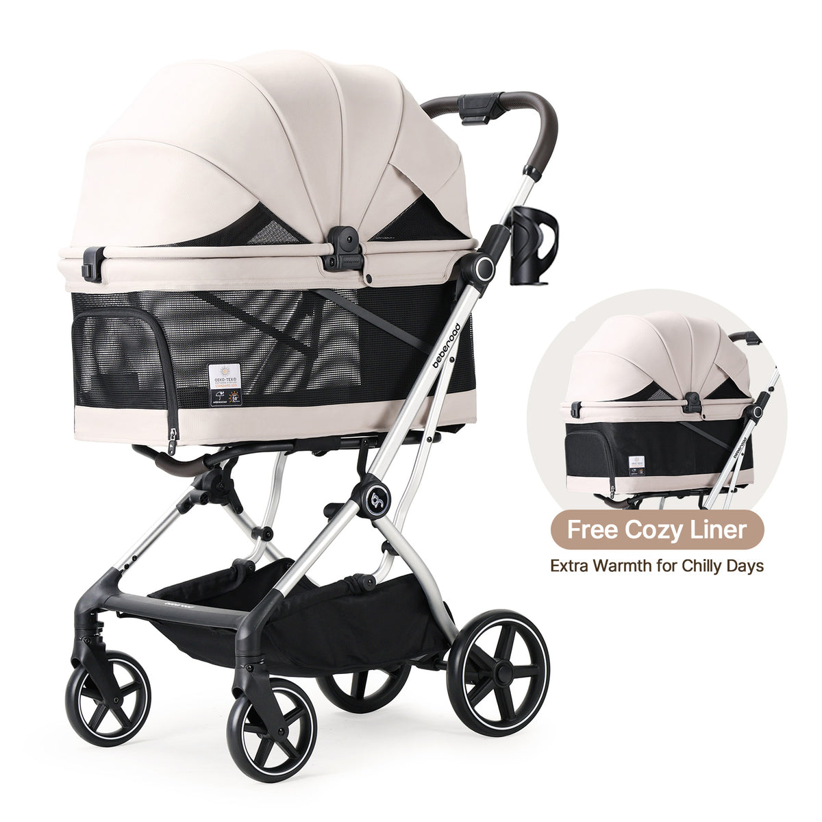 Beberoad T5 Max Auto-Fold Pet Stroller for Medium Dogs & Cats