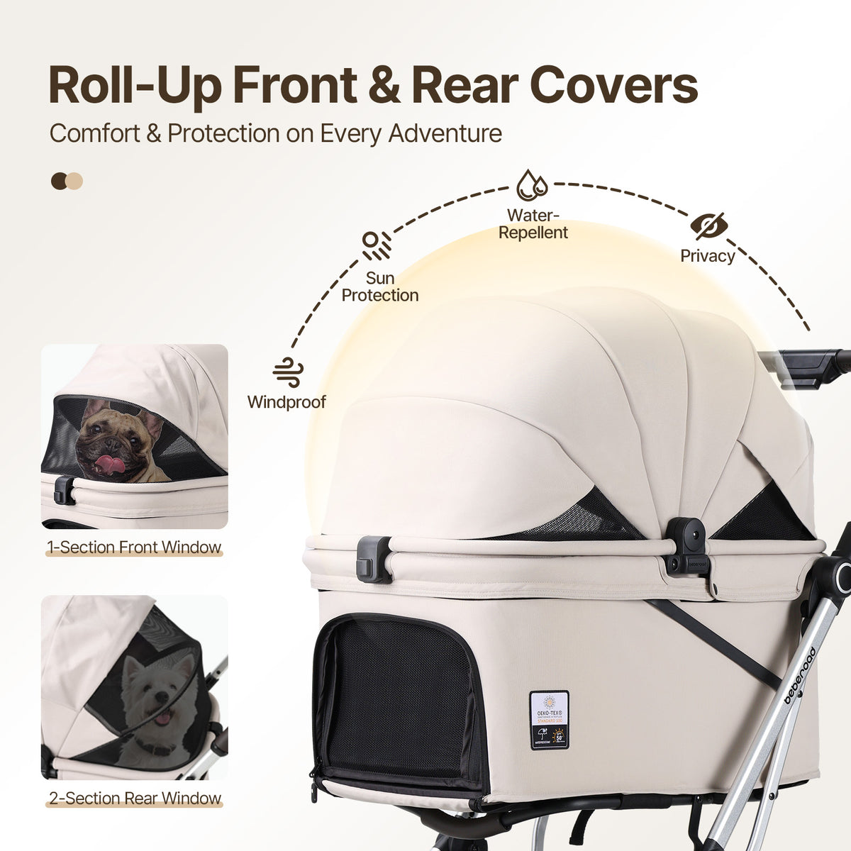 Beberoad T5 Max Auto-Fold Pet Stroller for Medium Dogs & Cats