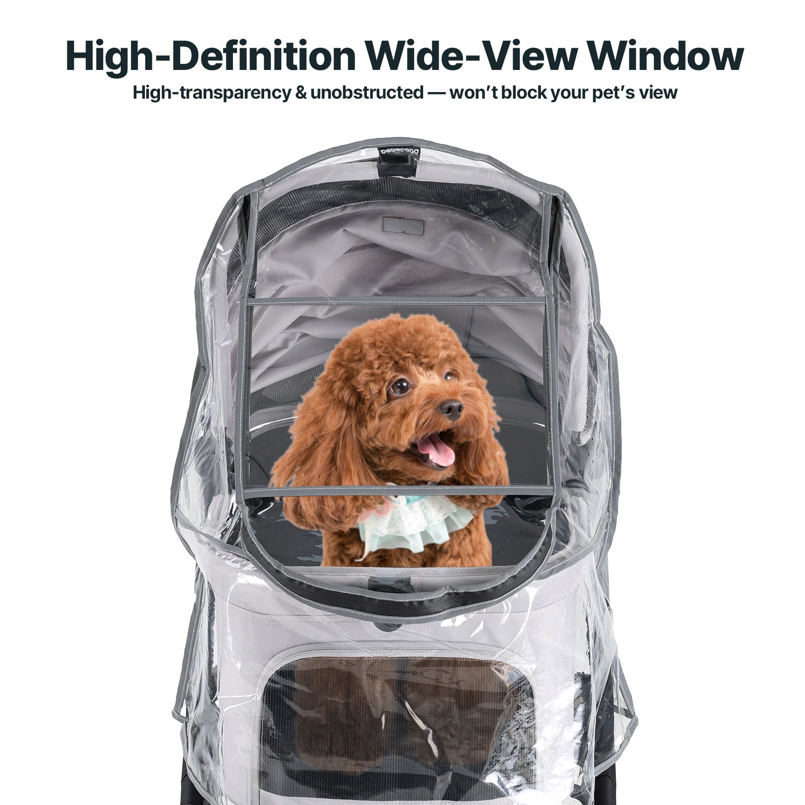 Beberoad Pet Stroller Rain Cover - Foldable Clear Protection for Snow, Wind & Rain