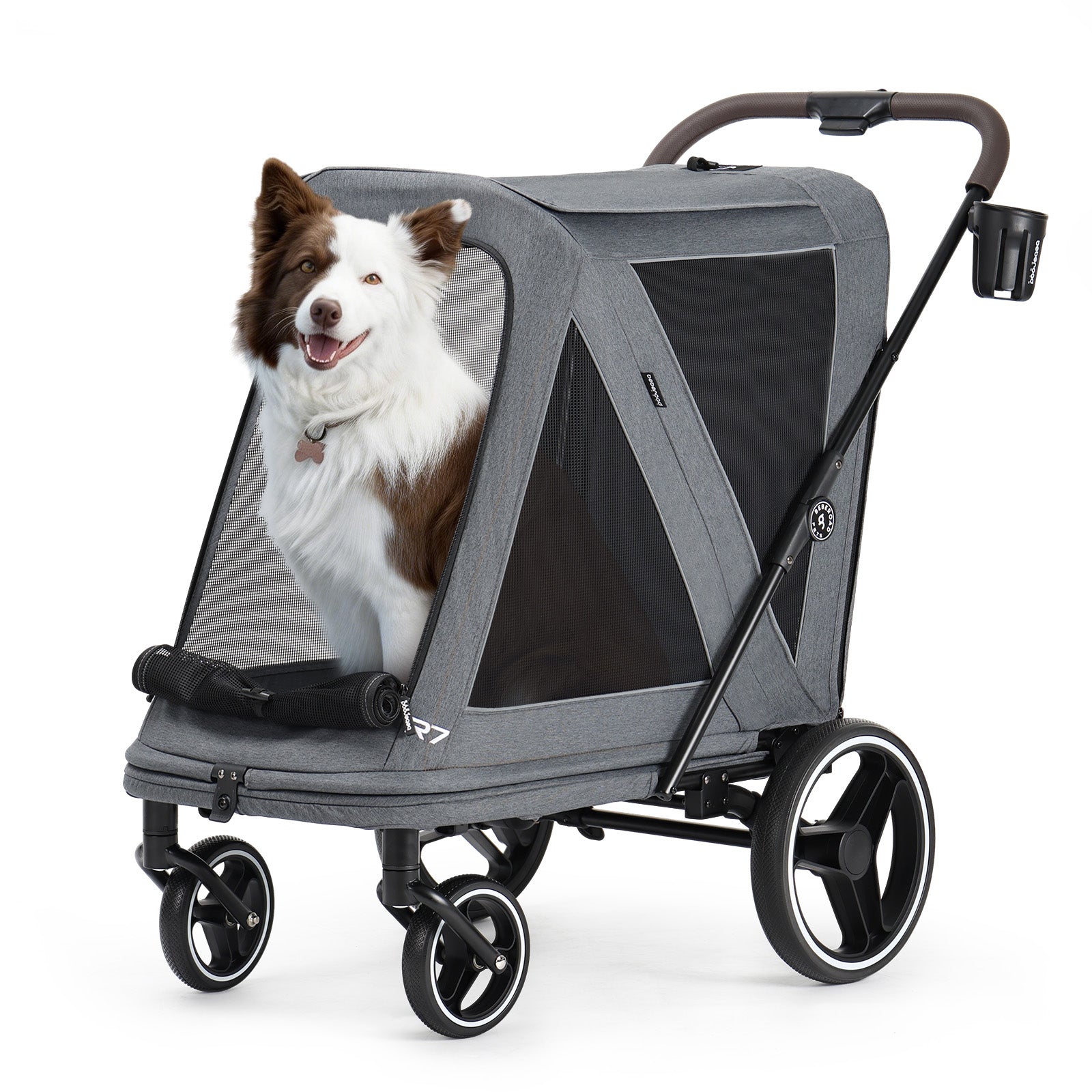 Beberoad R7 All-Terrain Dog Stroller – One-Second Fold, Shock-Absorbing ER Tires, Panoramic Mesh Design
