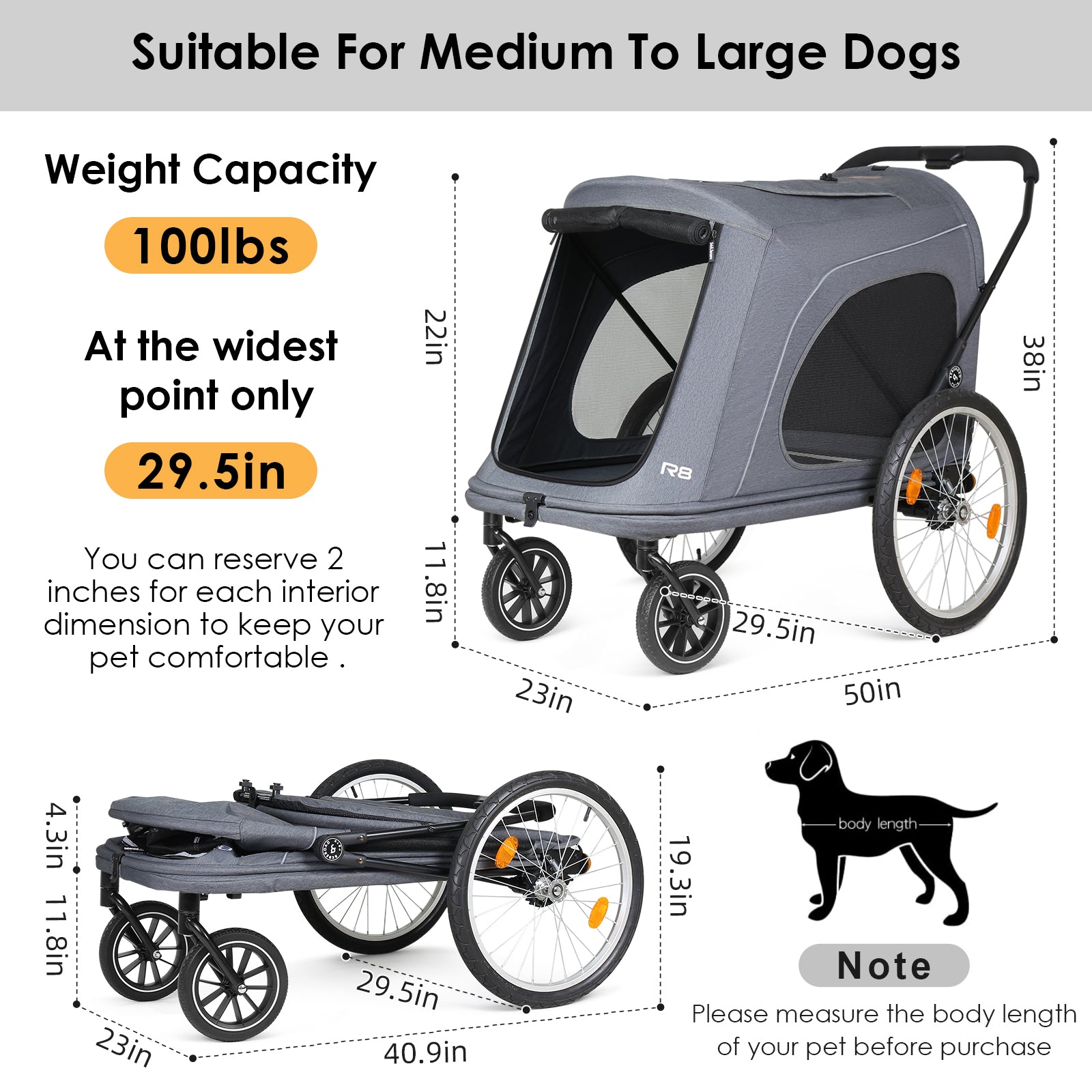 R8 Pro Luxury 4 Wheel Foldable Pet Stroller