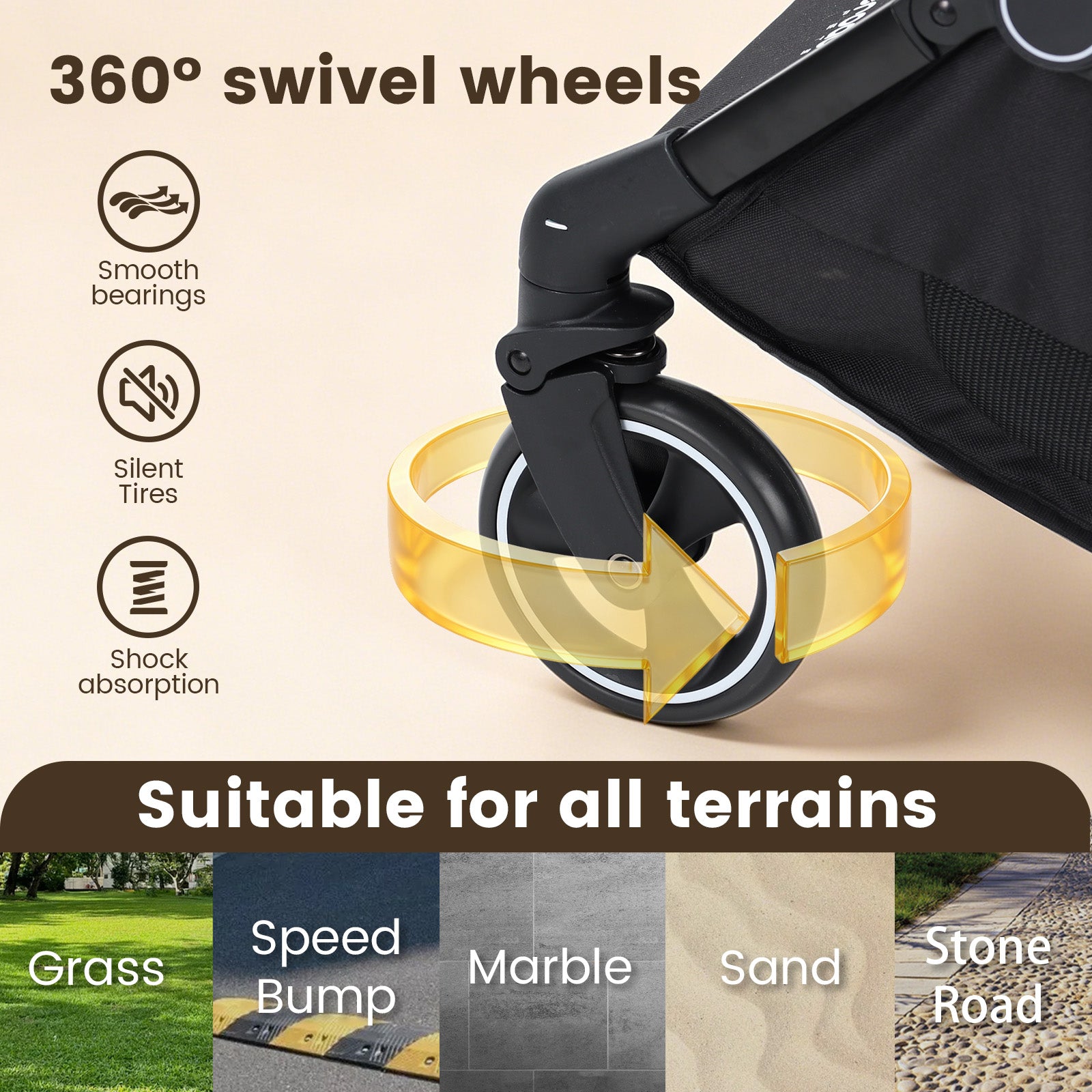 Beberoad T3 3-in-1 Pet Stroller | Detachable Carrier | with Pad, Canopy and Cup Holder