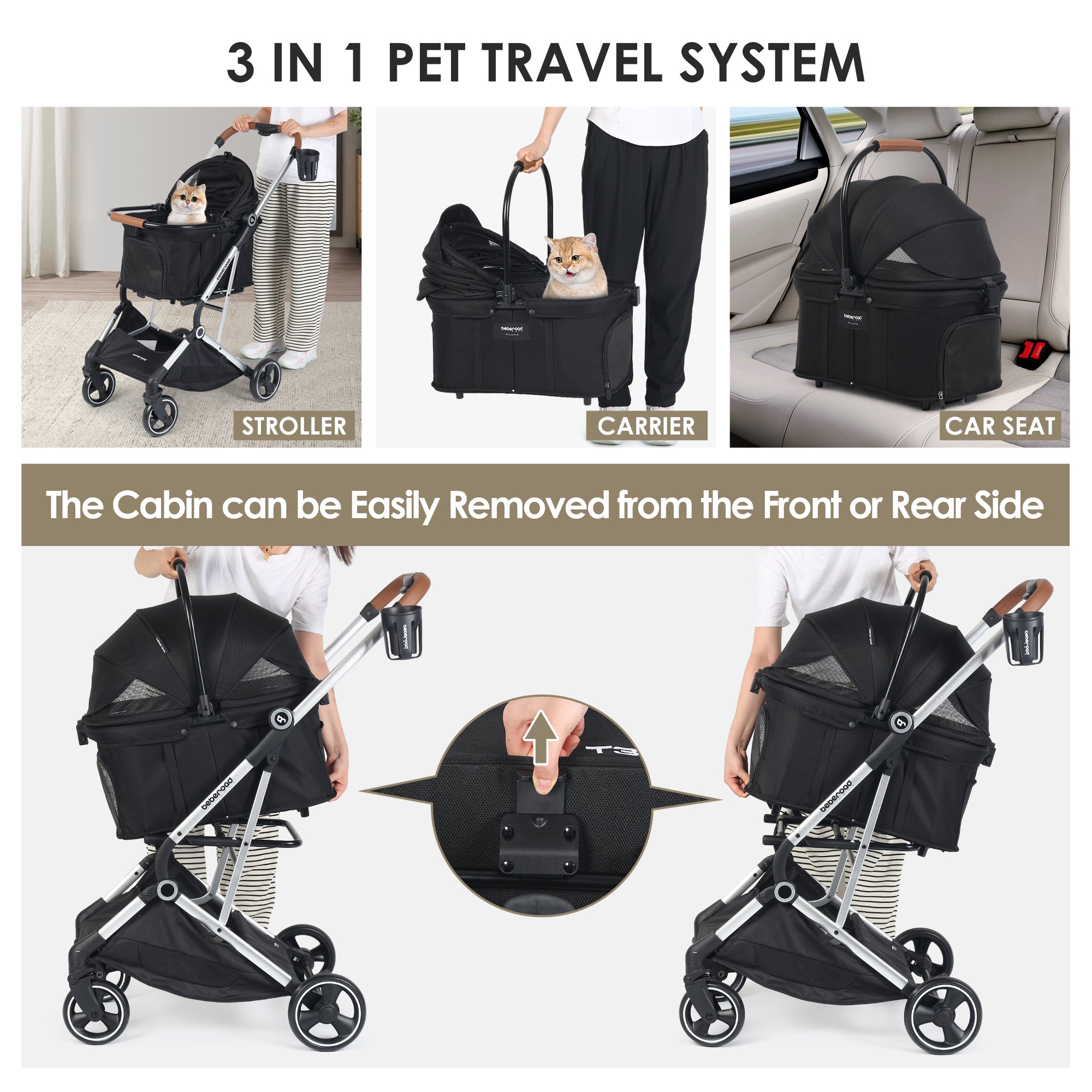 T3 Pro 3-in-1 Pet Stroller