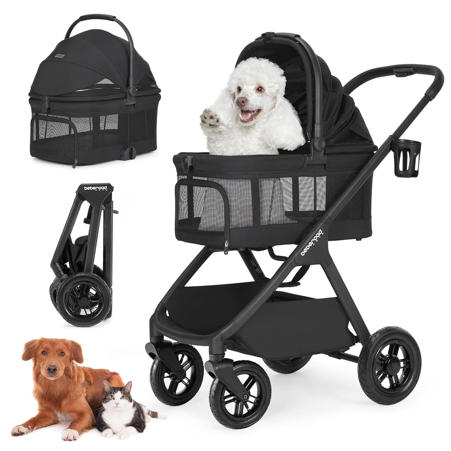 Beberoad X5 PRO Luxury Pet Stroller | Foldable and Carrier | for Medium Pets