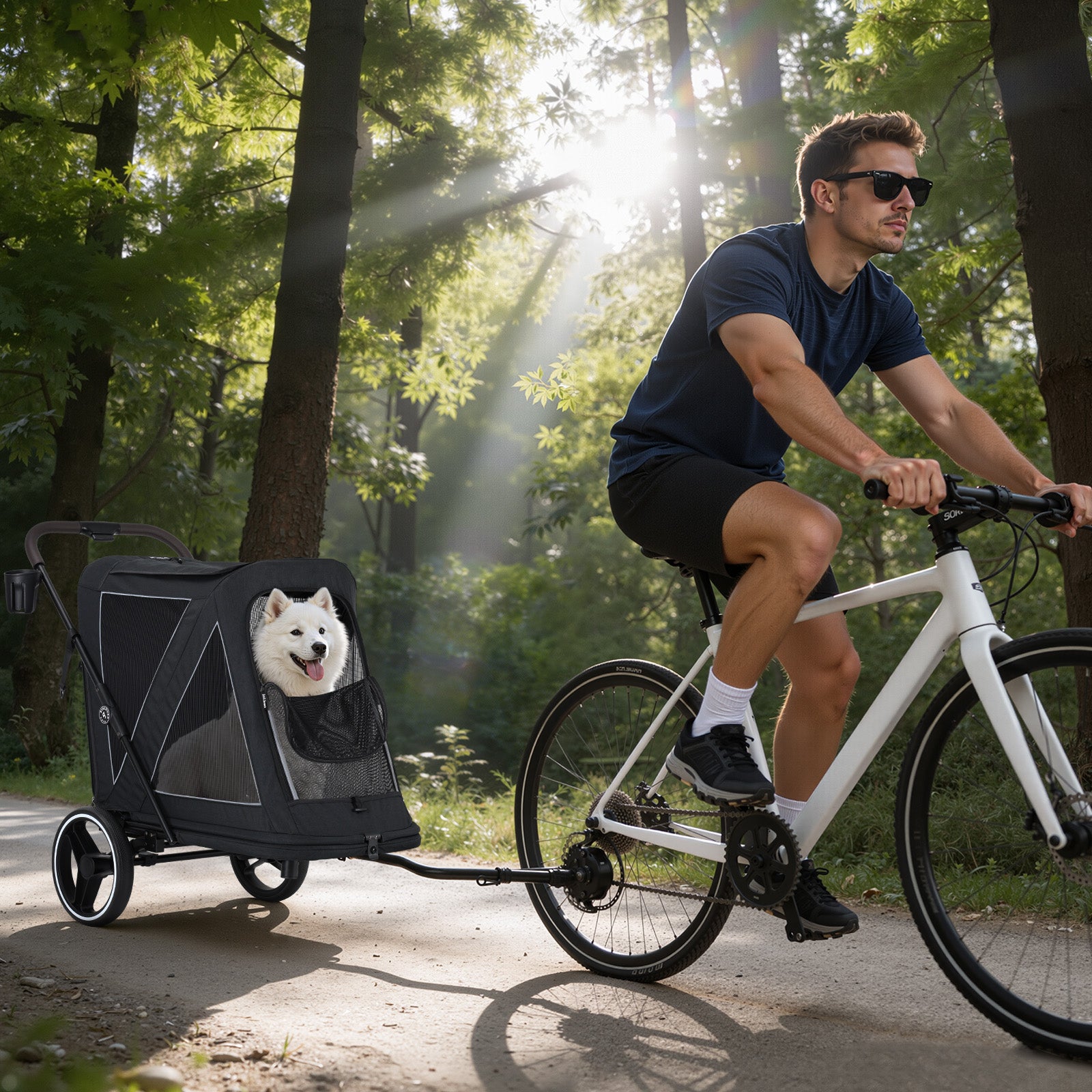 Beberoad R7 All-Terrain Dog Stroller – One-Second Fold, Shock-Absorbing ER Tires, Panoramic Mesh Design