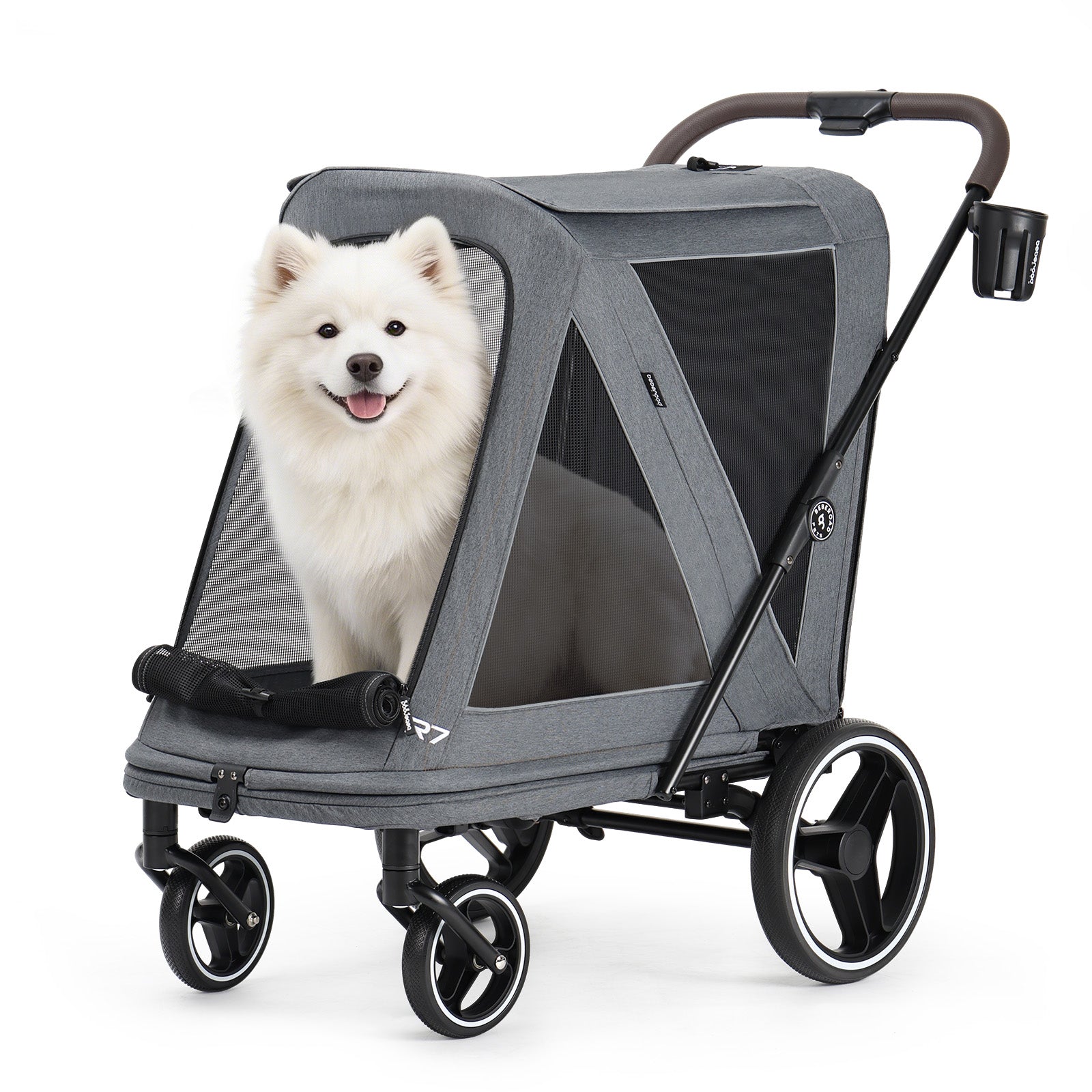 Beberoad R7 All-Terrain Dog Stroller – One-Second Fold, Shock-Absorbing ER Tires, Panoramic Mesh Design