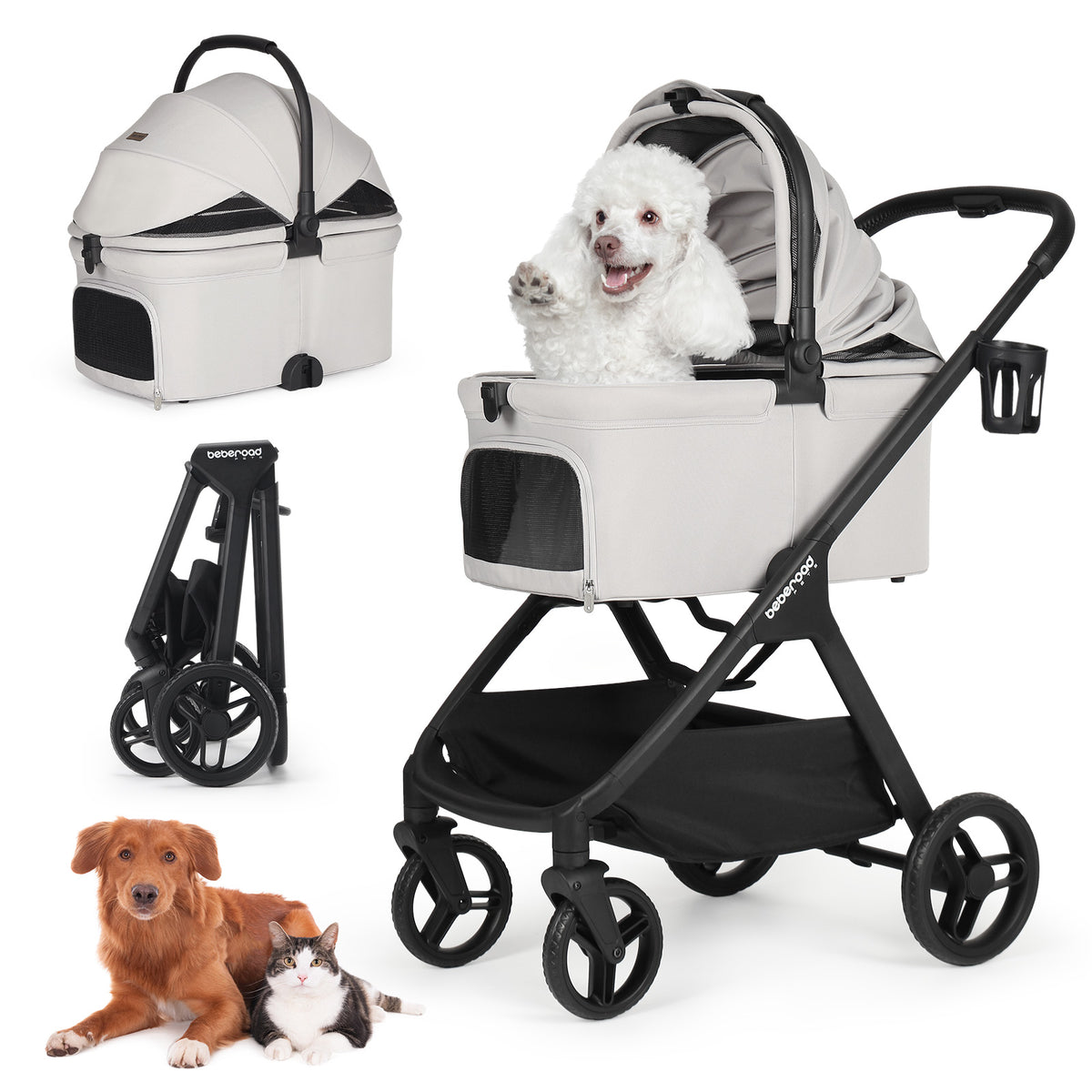 Beberoad R6 Beberoad X5 PRO Luxury Pet Stroller | Detachable Carrier | For Medium ...