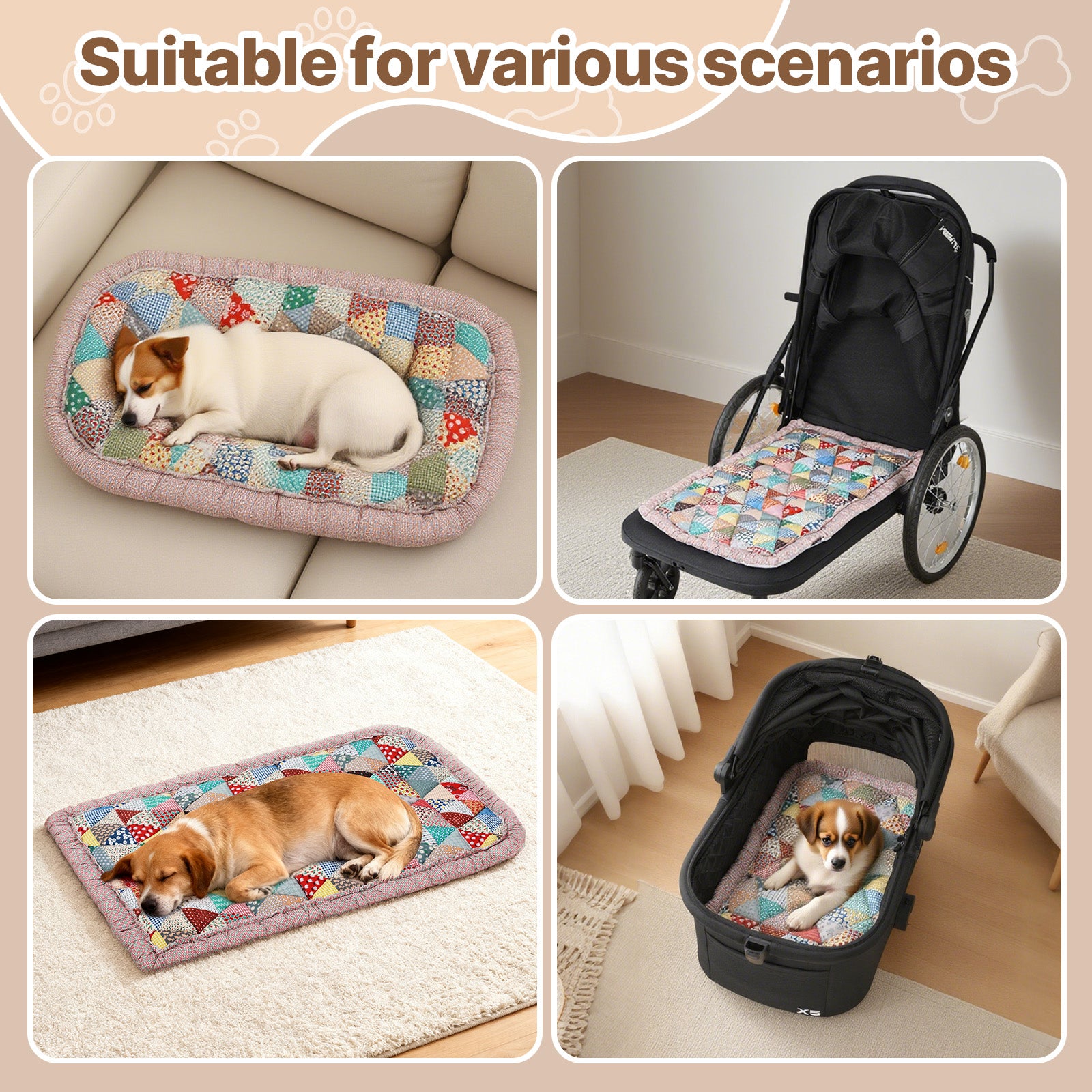 Beberoad Reversible Pet Stroller Pad Dual-Sided Cooling & Warmth Cushion
