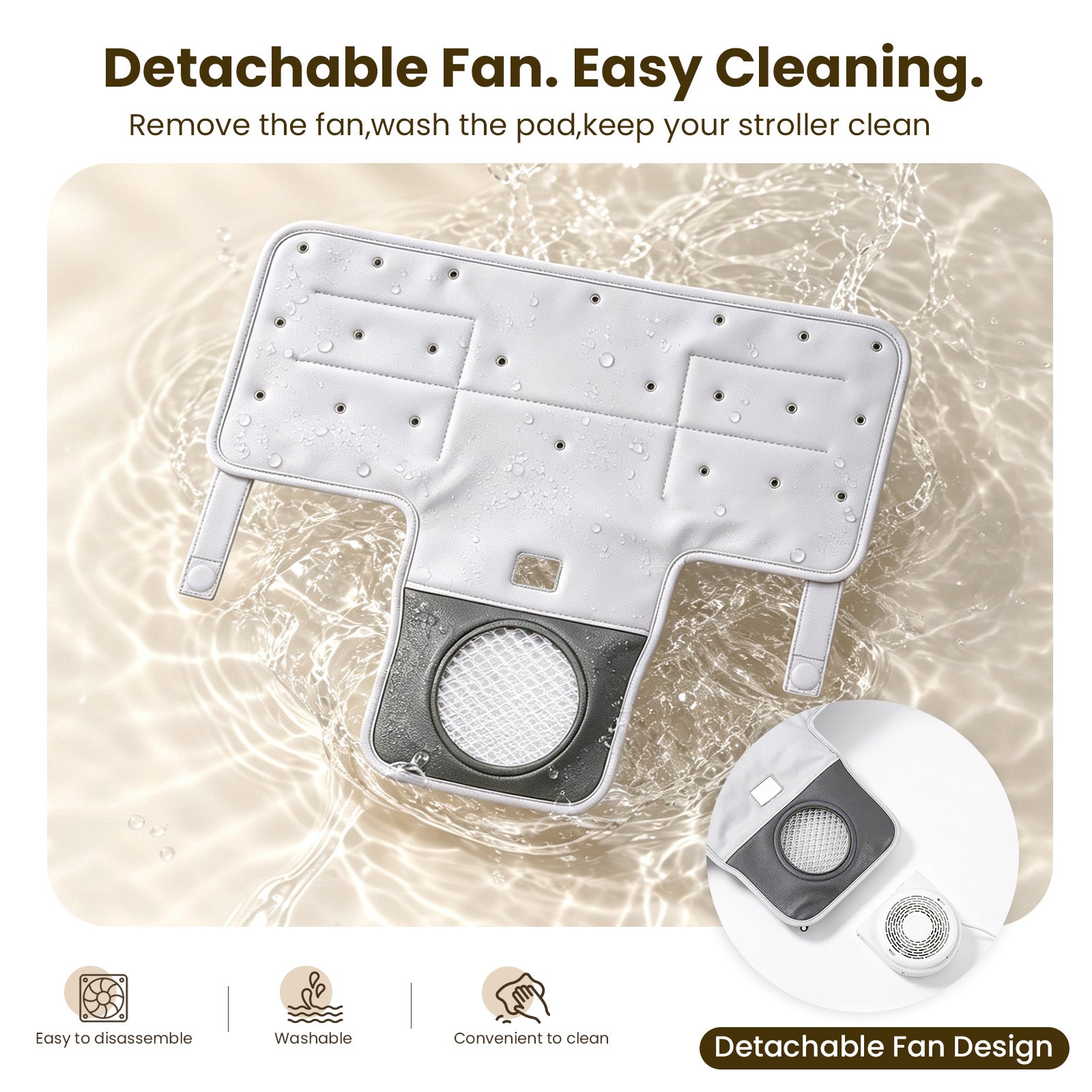 Beberoad Pet Stroller Cooling Pad with Detachable Fan