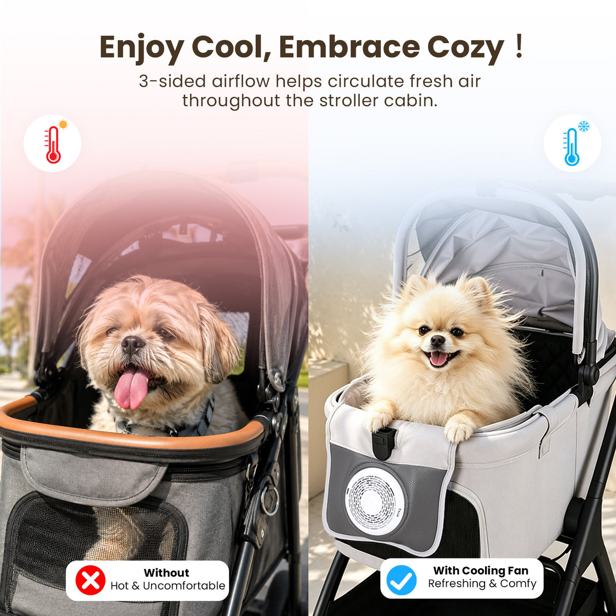 Beberoad Pet Stroller Cooling Pad with Detachable Fan